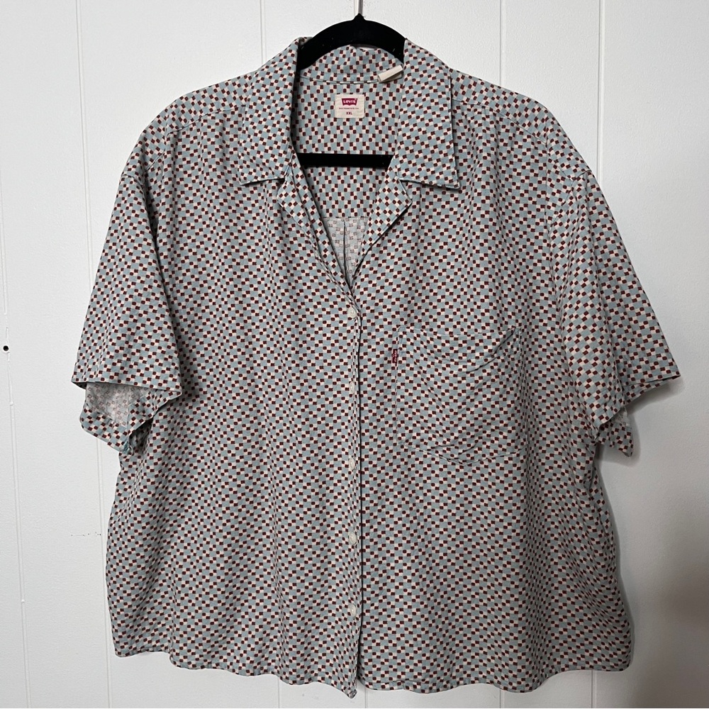 90s vibes boxy Levi's brown and blue Button Down Shirt